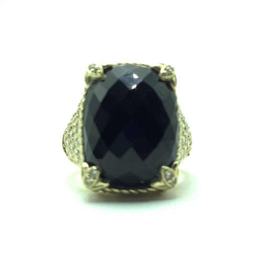 Judith Ripka Black Onyx & Gold Cocktail Ring
